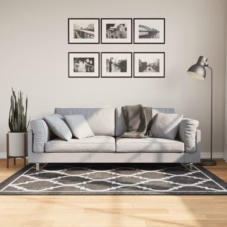 vidaXL Tappeto Moderno Lavabile e Fonoassorbente in Poliestere, Nero e Bianco, L 120 cm x P 180 cm