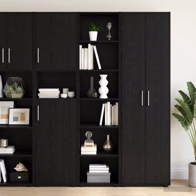Credenza moderna vidaXL in legno MDF nero L: 45 cm, P: 41 cm, H: 185 cm