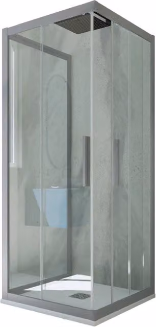 Box doccia Kolors Trio FORTE a 3 lati scorrevoli con vetro trasparente e profilo silver, L/P/H: 110 x 90 x 200 cm