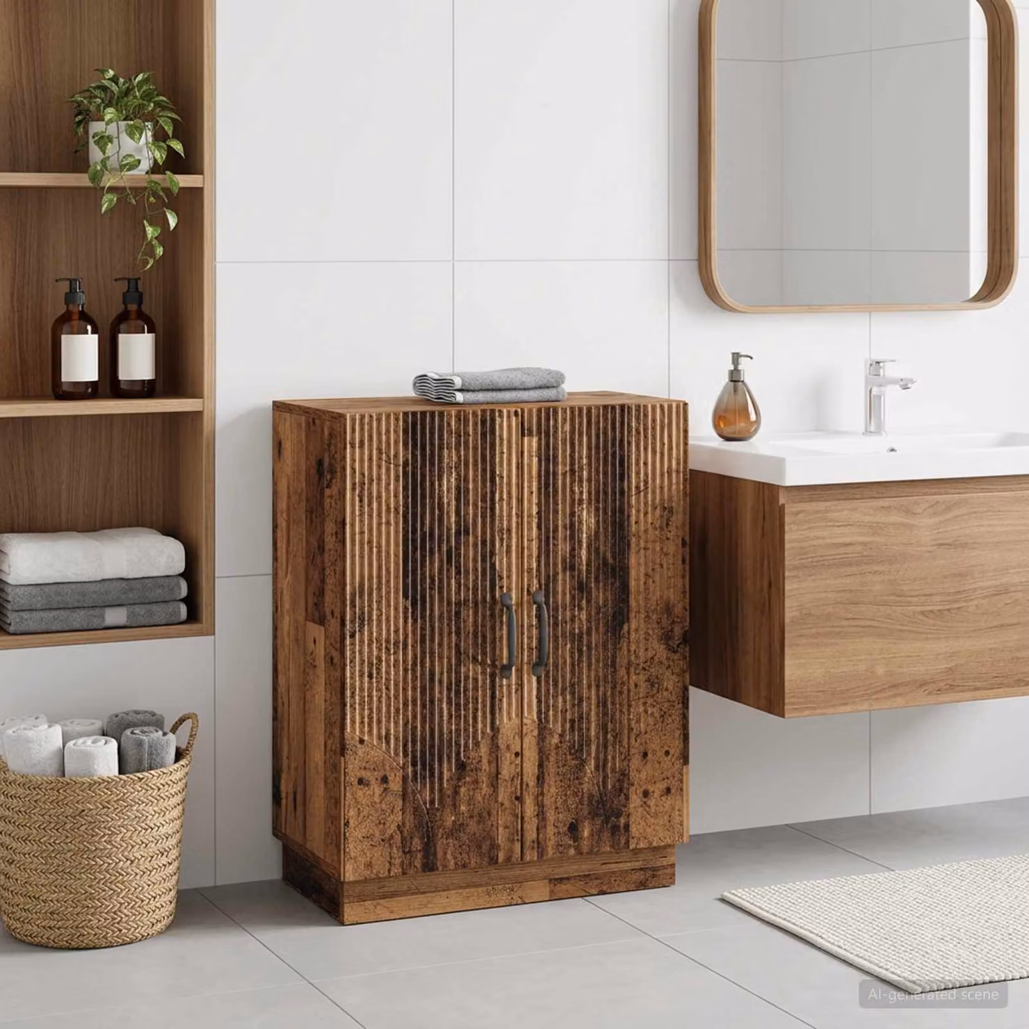 Mobiletto da bagno vidaXL HOORN in legno antico marrone L: 59,5 cm, P: 31 cm, H: 77 cm
