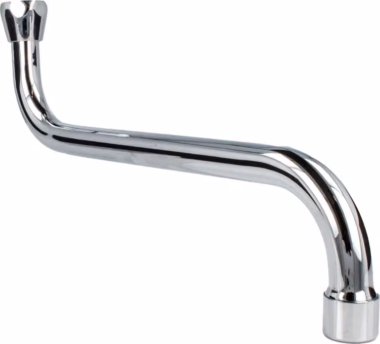 bocca tecuro S per rubinetti a parete 3/4 di pollice a tenuta piatta, lunghezza 450 mm, ottone cromato