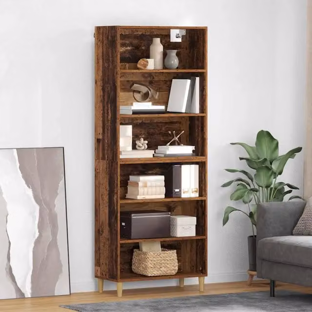 Credenza Buffet Moderna vidaXL in Legno Marrone per Cucina e Soggiorno L: 69,5 cm, P: 32,5 cm, H: 180 cm – 1