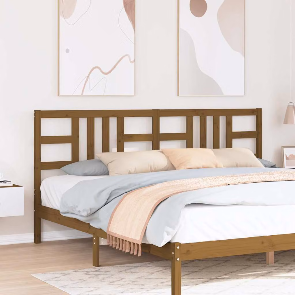 Testiera per Letto vidaXL in Legno Massello di Pino, Colore Marrone, L: 206 cm, P: 4 cm, H: 100 cm