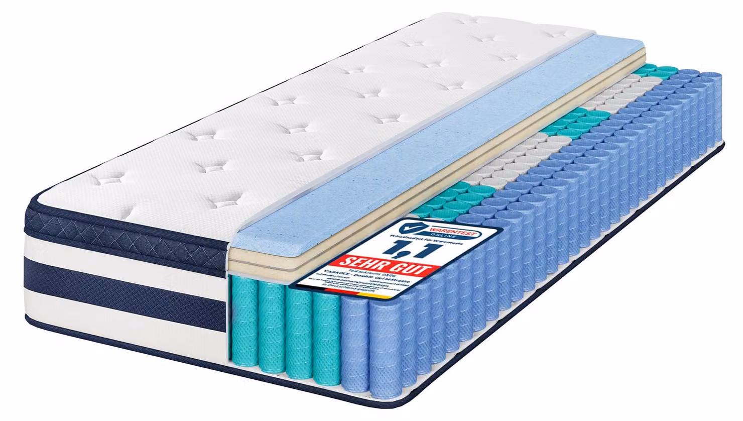 VASAGLE, materasso, 90 x 200 x 25 cm, in gel memory foam, supporto medio, livello di rigidità H3