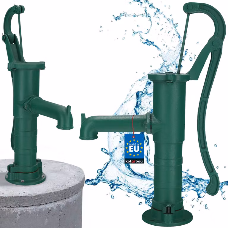 KOTARBAU® Pompa girevole Pompa da giardino Pompa girevole a mano Pompa per acqua Pompa per pozzo Pompa a mano Ghisa Verde Vintage