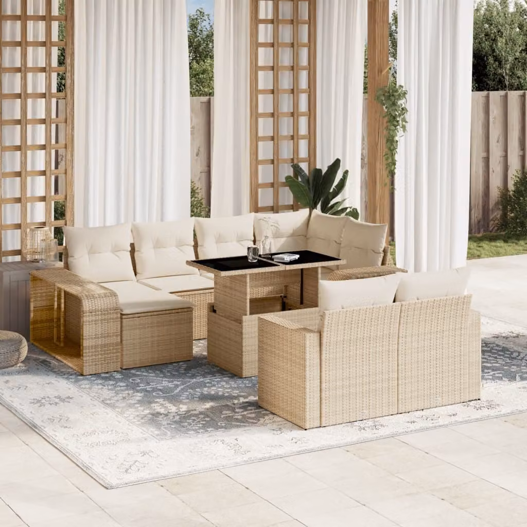Maison Exclusive - Set Divani da Giardino 11 pz con Cuscini Beige in Polyrattan