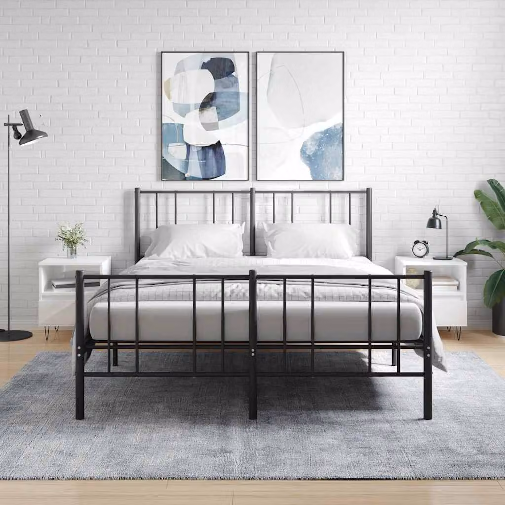 Set di 2 comodini vidaXL bianchi lucidi in legno per camera da letto L 40 cm x P 35 cm x H 50 cm