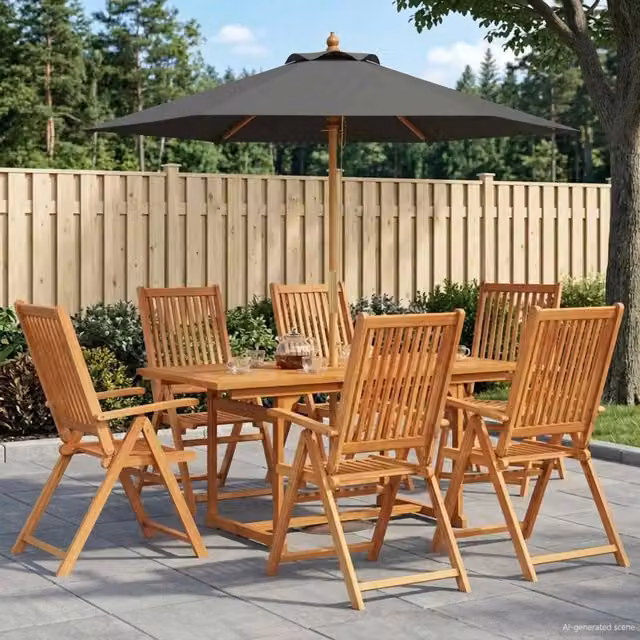 Set da pranzo da esterno con ombrellone 8 pz 6-Posti 3438535