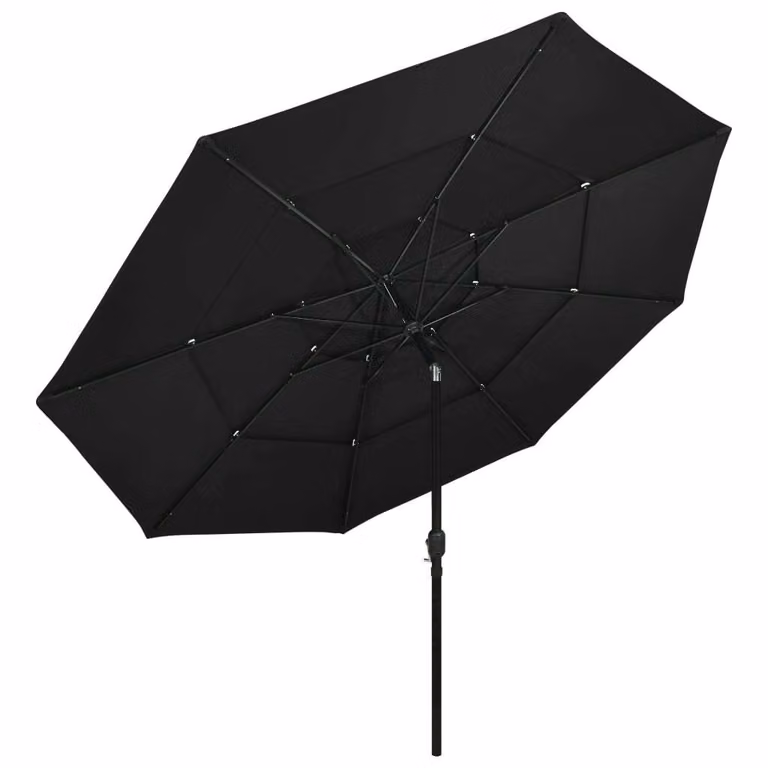 vidaXL Ombrellone con palo in alluminio a 3 strati nero 3,5 m