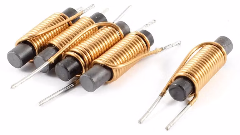5 bobine radiali con nucleo in ferrite, dimensioni 6x30 mm, 15,5 spire, filo di 1 mm