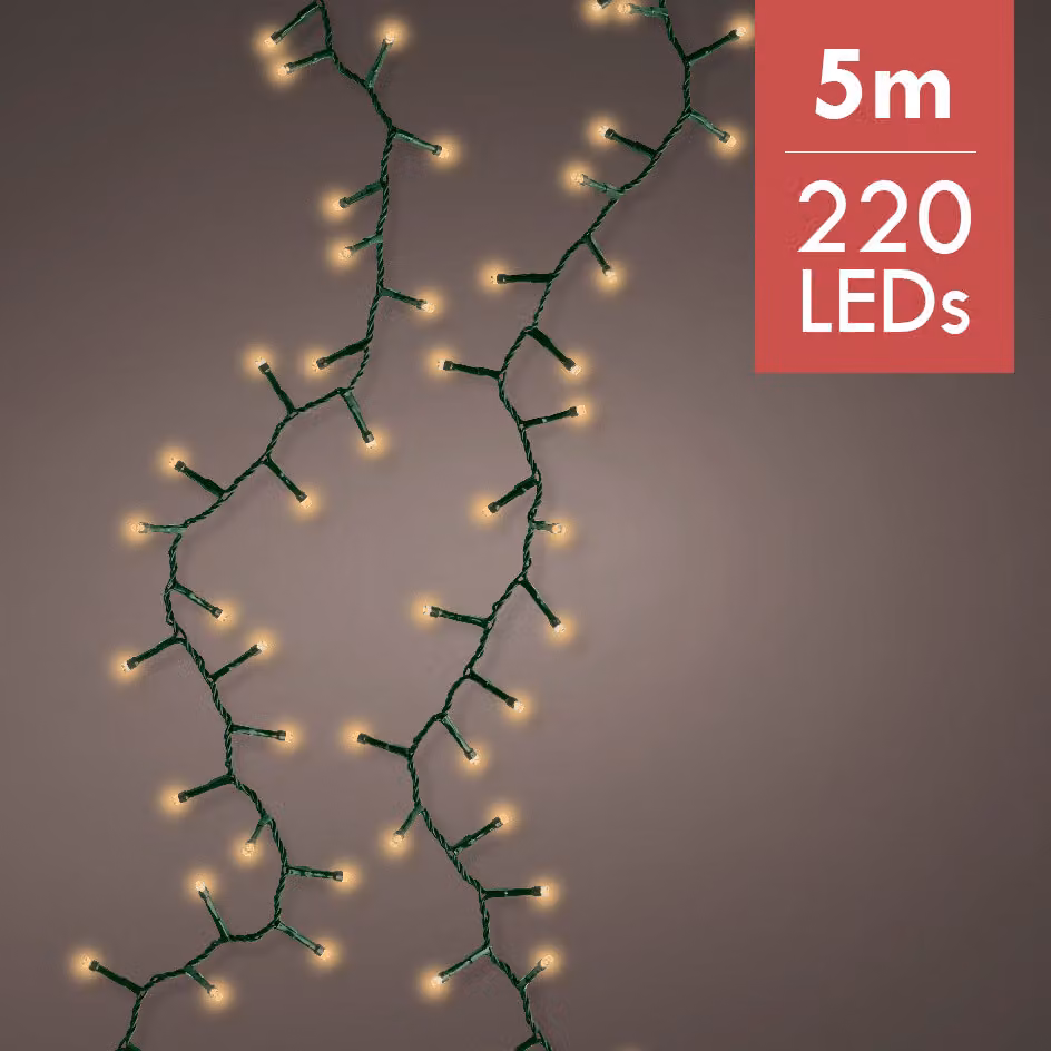 Lumineo luci fiabesche Compact 220 LED 5 m cavo classico caldo, verde
