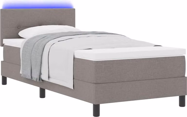 Letto boxspring con materasso con LED Taupe 100 x 200 cm Tessuto