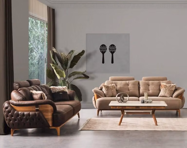 Polstergruppe Lounge Garnitur Couch Set Sofa Gruppe Sitzgarnitur 3+3