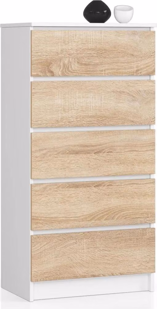 Cassettiera alta SAVRILA - bianco / rovere sonoma