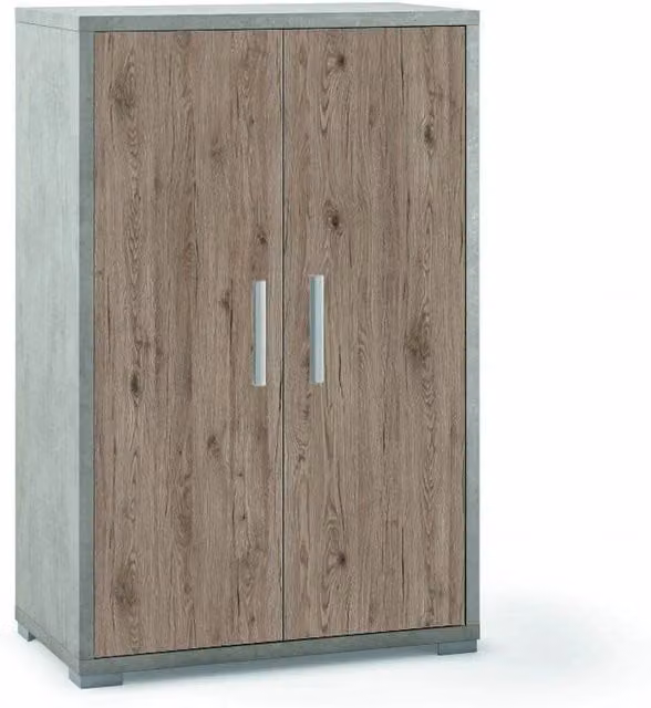 Mobile 2 Ante Doublè Collection SARMOG con Struttura Cemento e Ante Rovere Rustico Grigio
