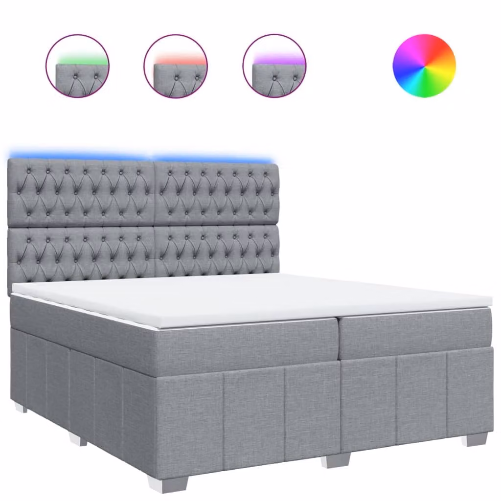 Giroletto a Molle con Materasso Grigio Chiaro 200x200cm Tessuto