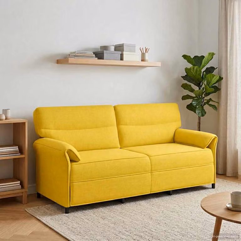 Divano moderno vidaXL con rivestimento in tessuto e struttura in metallo, nero e giallo