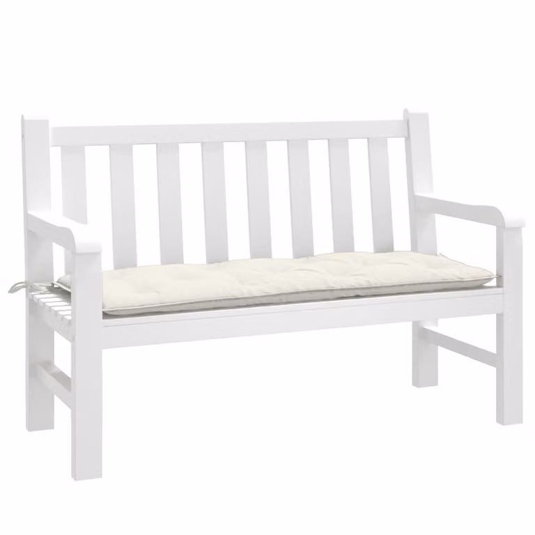 Cuscino per panca da giardino vidaXL in poliestere beige e bianco, L 120 cm x P 50 cm x H 7 cm