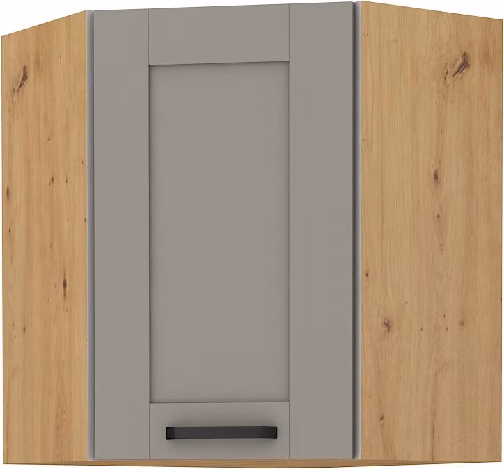 Armadietto superiore ad angolo LAILI - 60x60 cm, grigio chiaro / rovere artisan