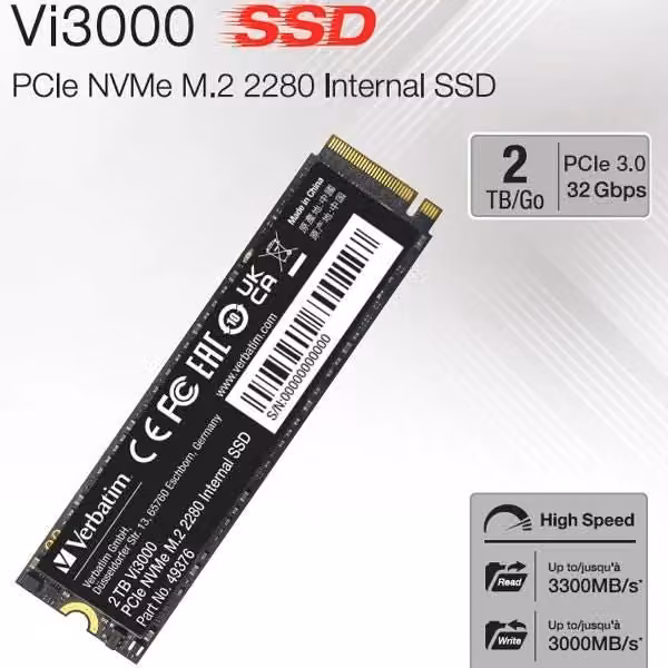 Verbatim vi3000 2 tb m.2 pci express 3.0 nvme - 49376V