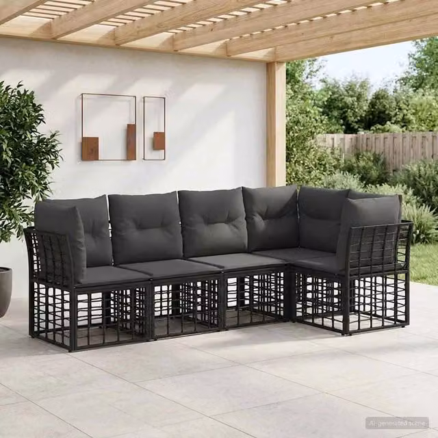 Set di divani da esterno Nero Poliestere 3437467