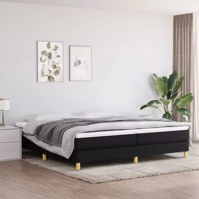 Letto Ibrido vidaXL con Materasso e Struttura in Tessuto Nero e Bianco L/P: 200 x 200 cm, H: 25 cm