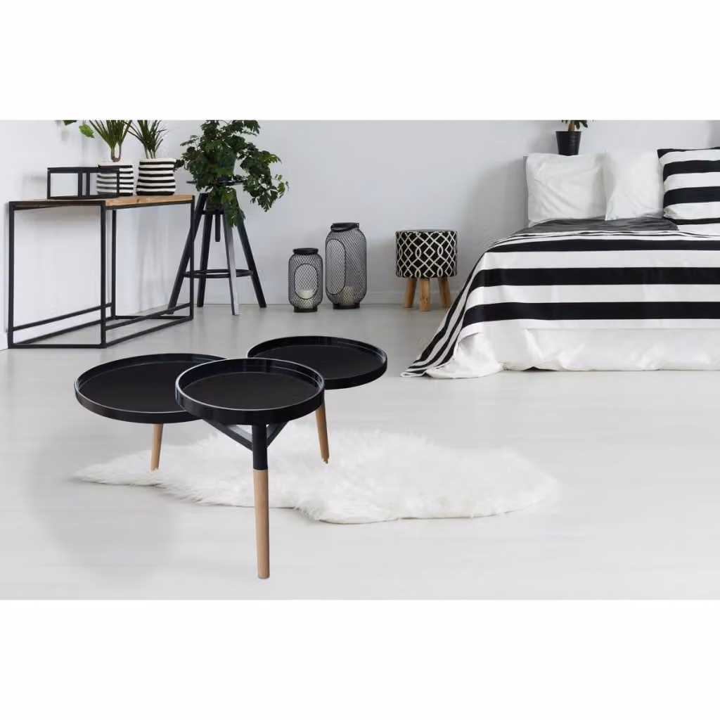 Tavolino da soggiorno Butler KENDRA HOME con 3 ripiani, design moderno in bambu e MDF nero e marrone – 2