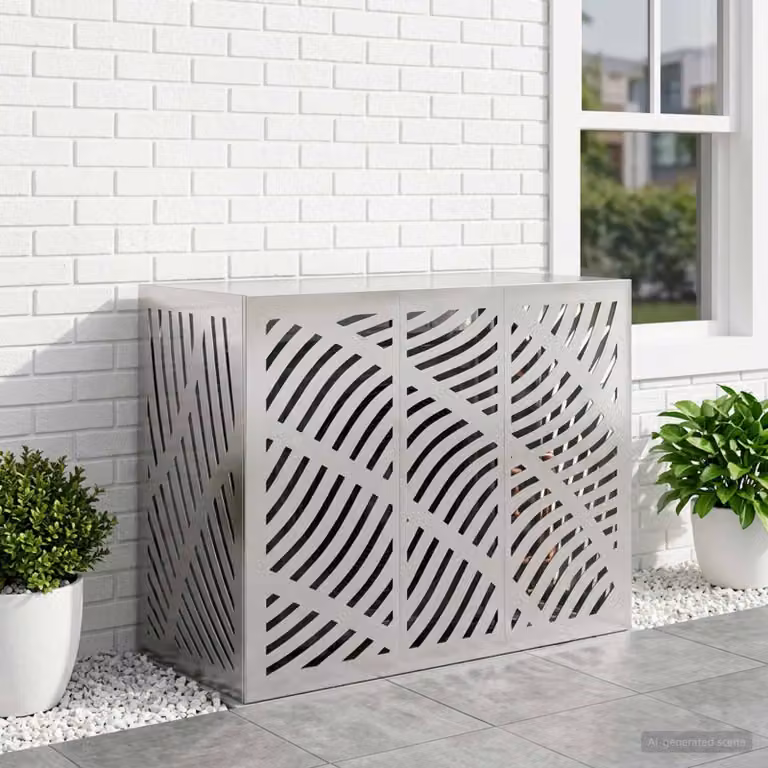 Copertura per condizionatore d'aria vidaXL in acciaio galvanizzato, Argento, L 110 x P 50 x H 80 cm