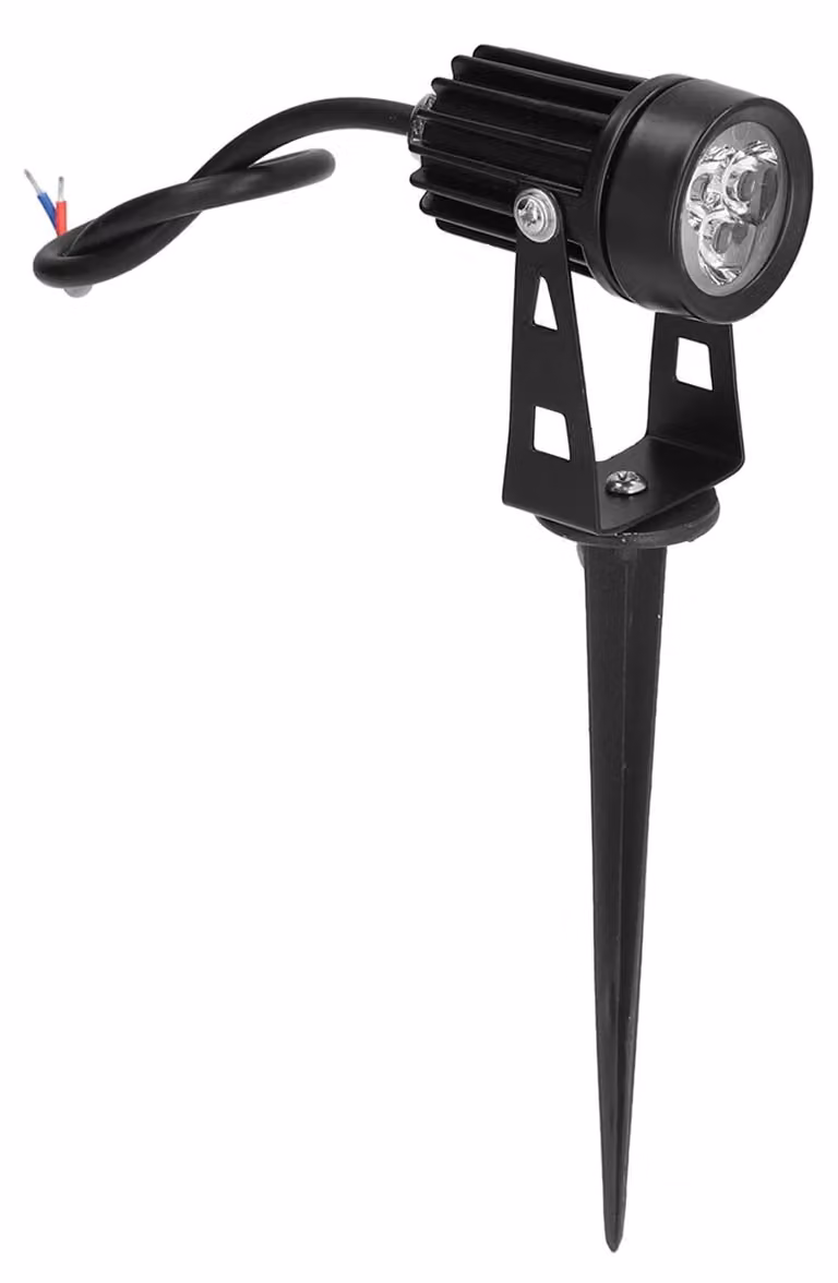 Lampada da esterno a LED, 3W, luce bianca calda, grado di protezione IP65, 12V, con picchetto per il giardino