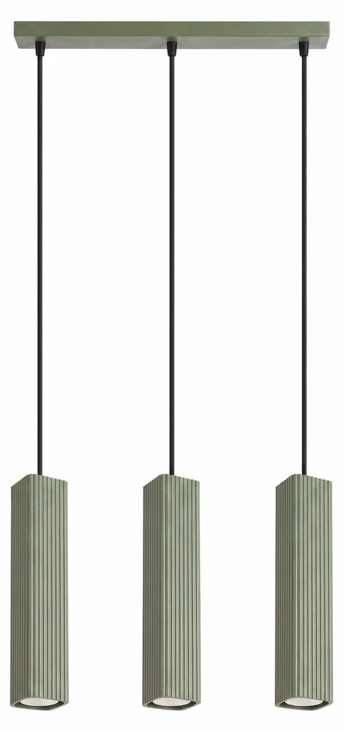 Lampada a sospensione RAYO 3L verde oliva 3xGU10 10W alluminio 98x6x45cm Sollux Lighting