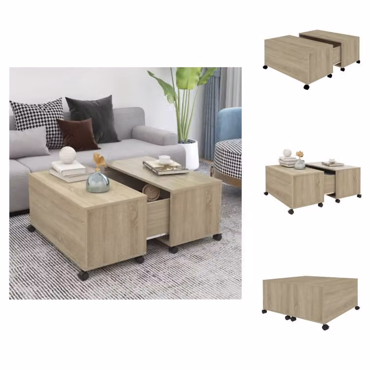 vidaXL Tavolino da caffè Sonoma oak 75x75x38 cm materiale a base di legno - Tavolini da caffè