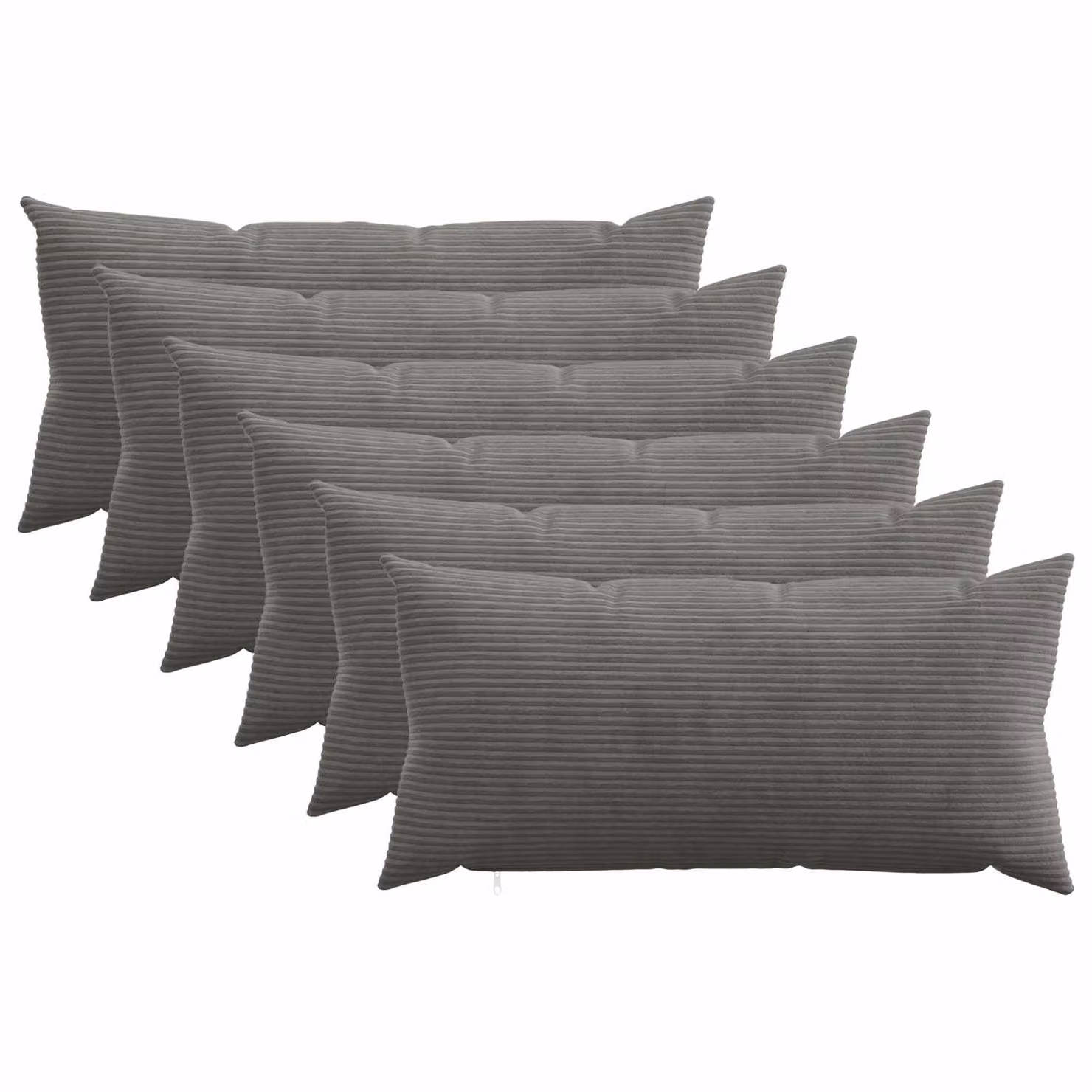 Set di 6 federe vidaXL HEERLEN in velluto a coste, Grigio Scuro, 40 x 80 cm