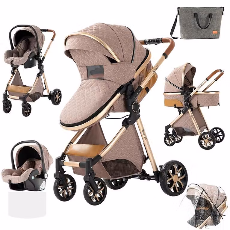 Carrozzina 3-in-1 per bambini, capacità di carico di 20 kg, portatile e pieghevole, modello V9-KHAKI