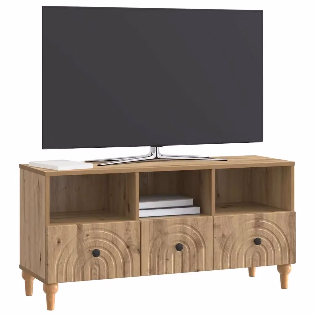 Mobile TV-Credenza Rovere Artigianale Moderno Marrone L: 102 cm, P: 34,5 cm, H: 50 cm – 2