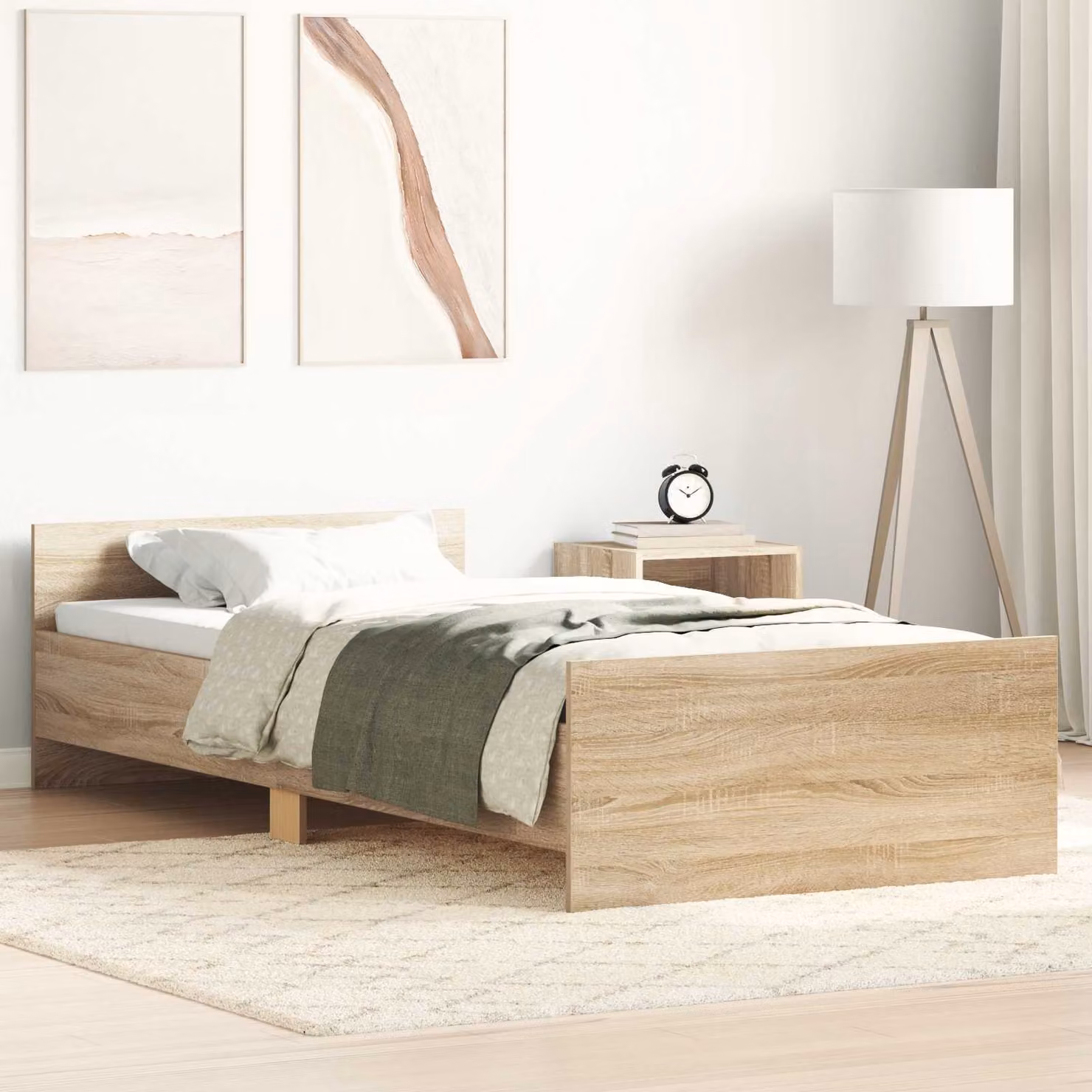Struttura del letto moderna vidaXL in legno color rovere sonoma L 200 x L 80 cm
