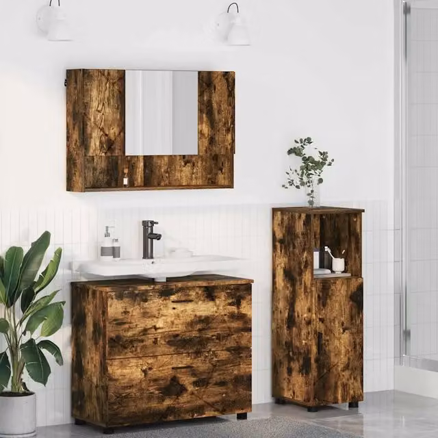 Set di mobili per il bagno 3 pz Rovere fumé 3393028