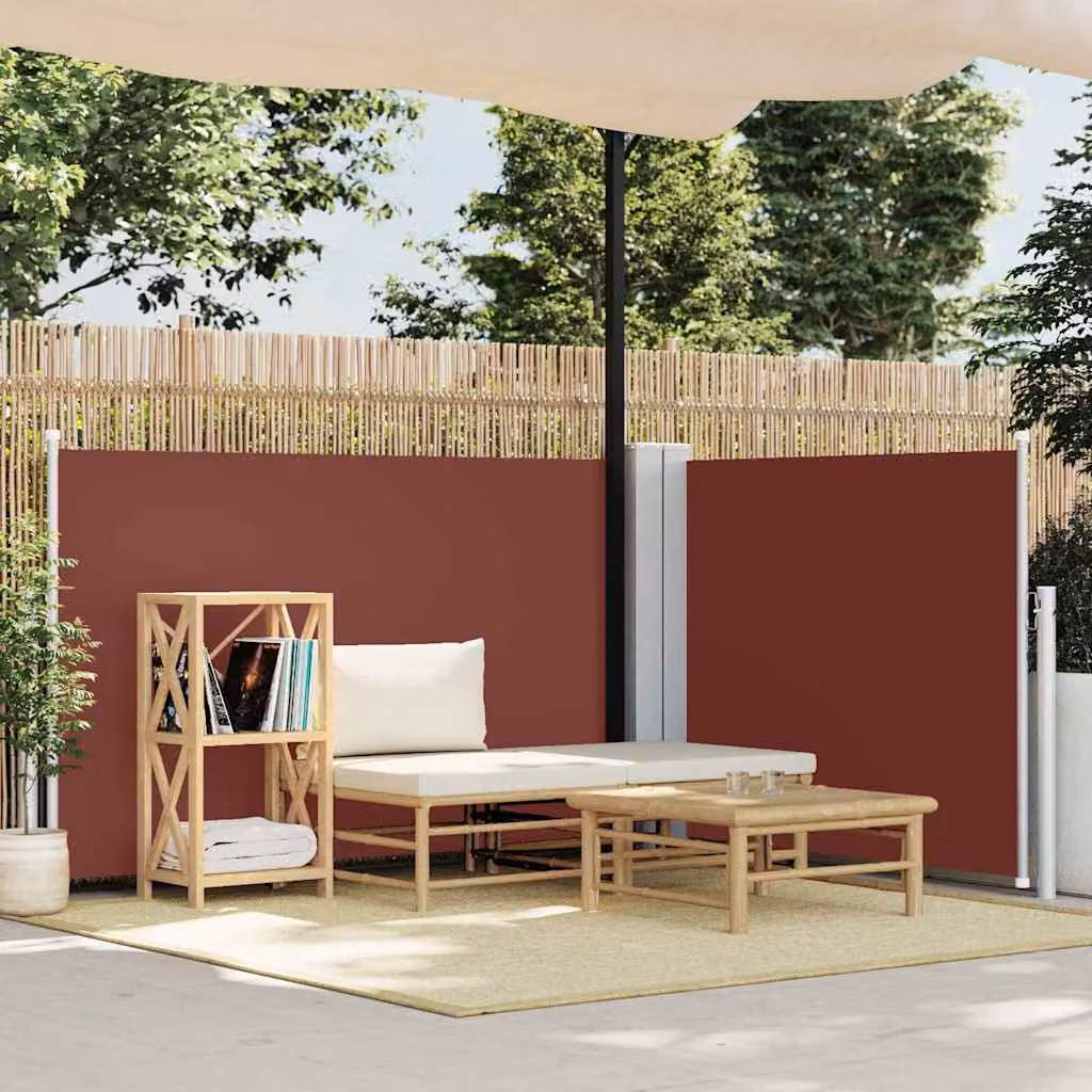 vidaXL Tenda da Sole Laterale Retrattile Marrone in Poliestere e Acciaio L: 600 cm, H: 120 cm