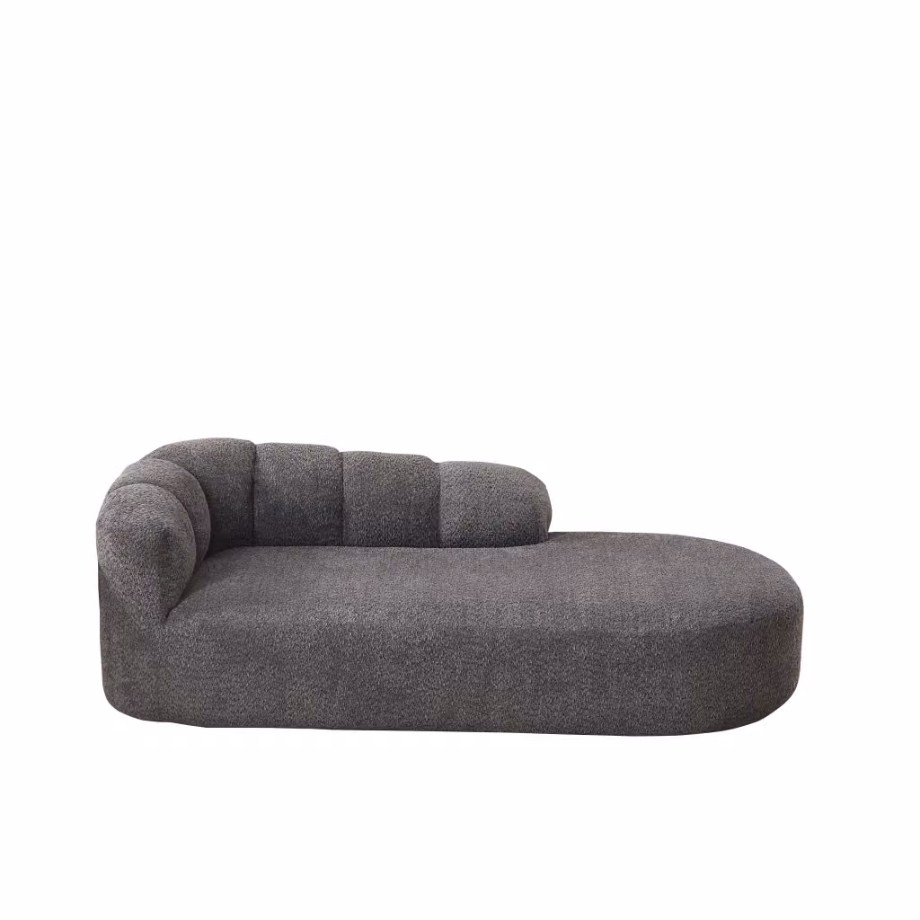 Chaise longue relax Chicfurn in chenille grigio antracite con schienale ondulato ergonomico e seduta imbottita per soggiorno L: 100 cm, P: 35 cm, H: 35 cm – 2