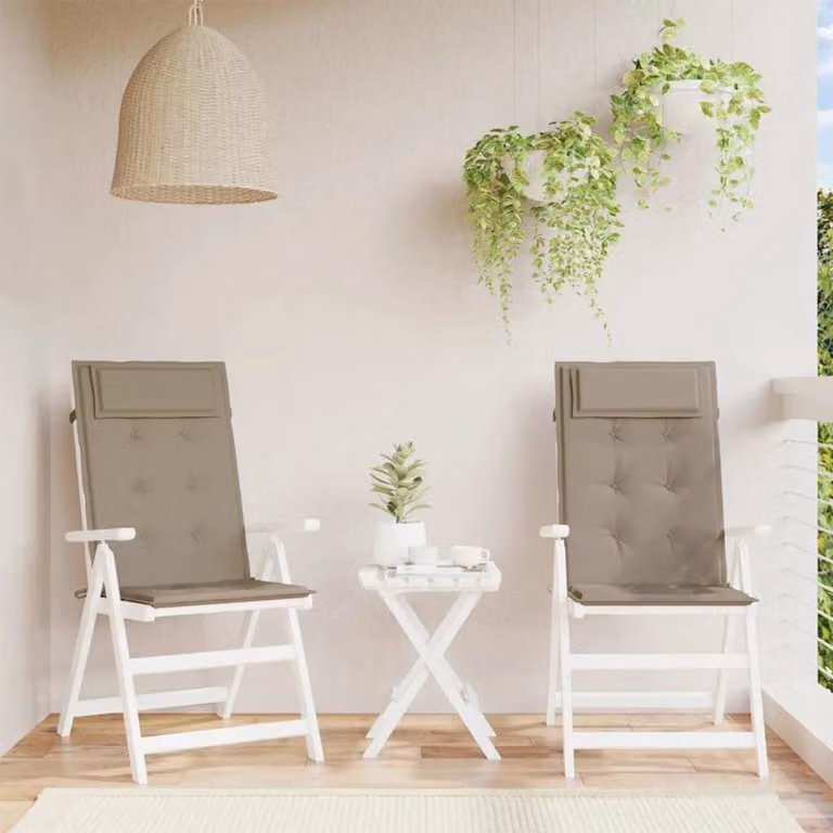Set di 2 cuscini per sedia con schienale alto vidaXL in tessuto Oxford impermeabile e traspirante, colore grigio, imbottitura in schiuma