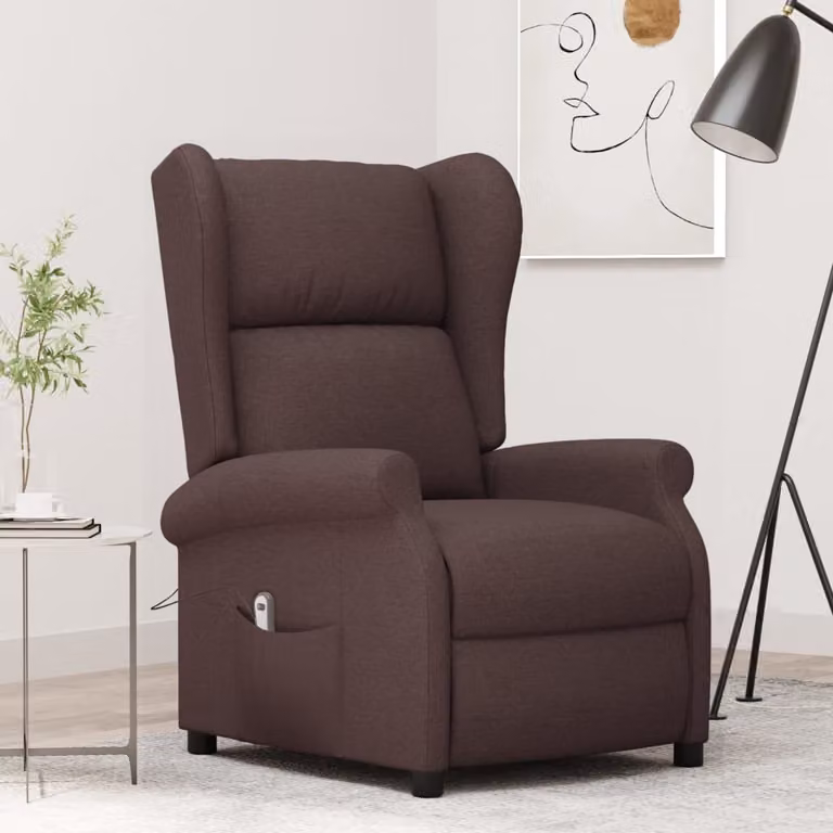 Maison Exclusive - Poltrona reclinabile elettrica, color marrone scuro, rivestita in tessuto