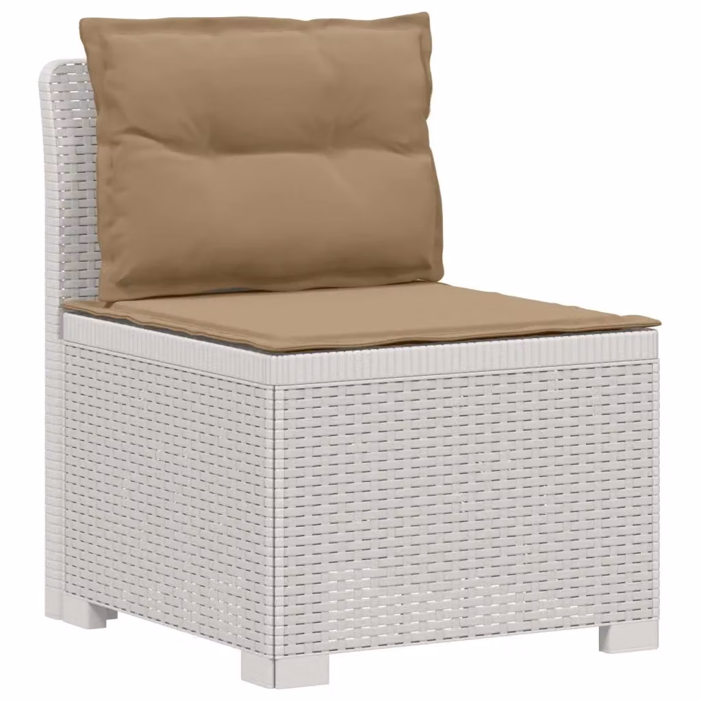 Divano da esterno a 1 posto con cuscini in aspetto rattan bianco per giardino e terrazzo – 2