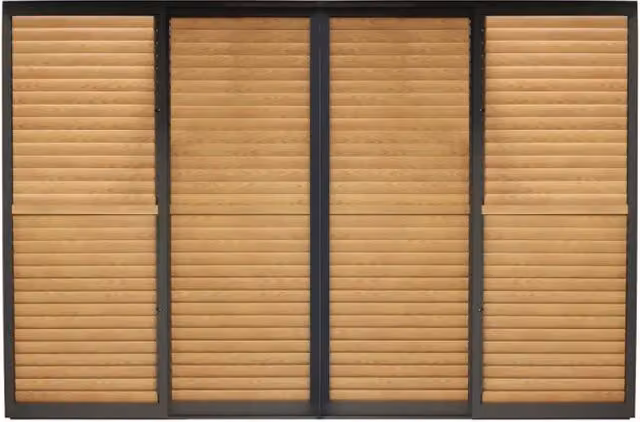 Laterale scorrevole con lamelle in alluminio marrone per pergola bioclimatica COSMA da 4 m