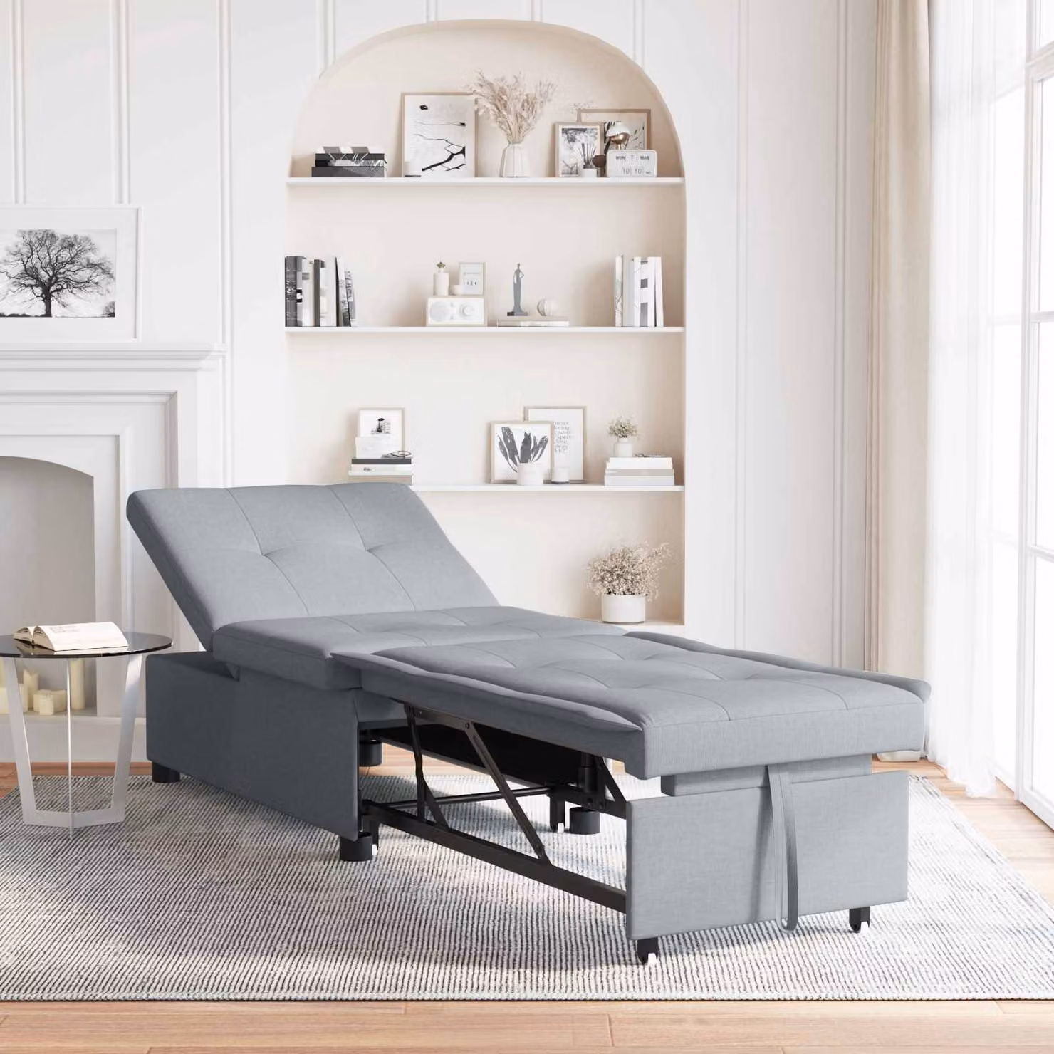 Divano Letto Estraibile vidaXL Grigio Chiaro in Tessuto L: 194 cm, P: 50 cm, H: 82 cm