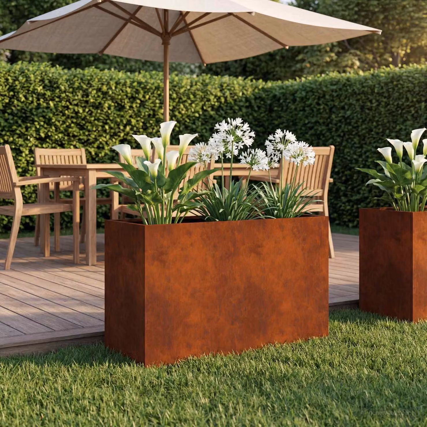 Vaso da giardino vidaXL in acciaio Corten color marrone L: 80 cm, P: 30 cm, H: 50 cm