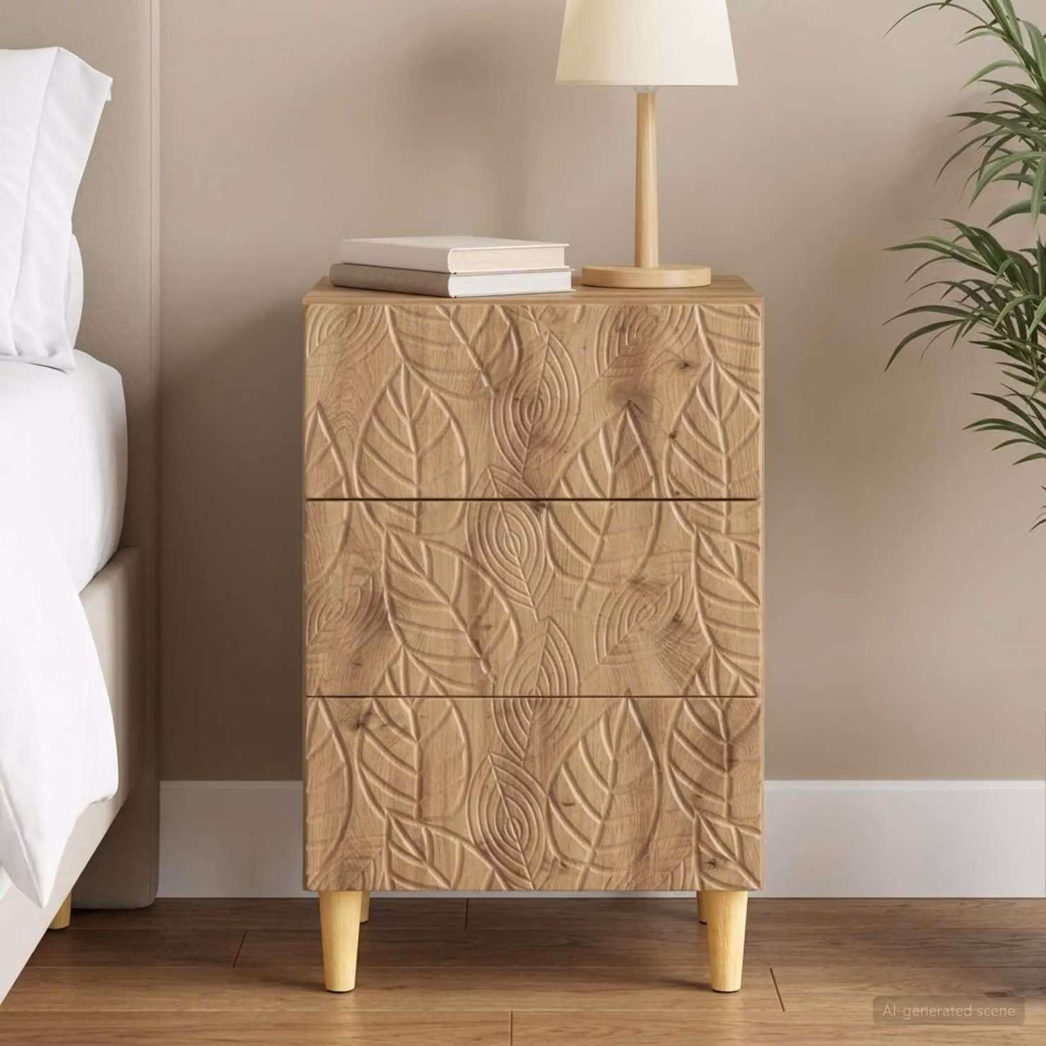 Comodino moderno vidaXL in legno color marrone con cassetti soft-close, L: 43 cm, P: 39,5 cm, H: 66,5 cm