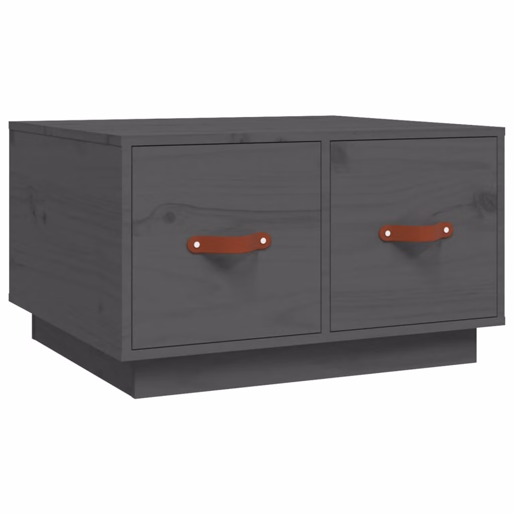 Tavolino da Salotto Grigio 60x53x35cm in Legno Massello di Pino