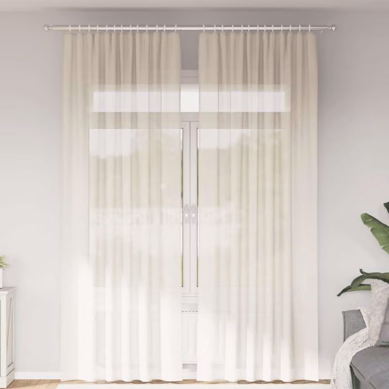 Set di 2 tende in voile semi-trasparenti vidaXL color beige con tasche per asta in poliestere L: 140 cm, H: 260 cm