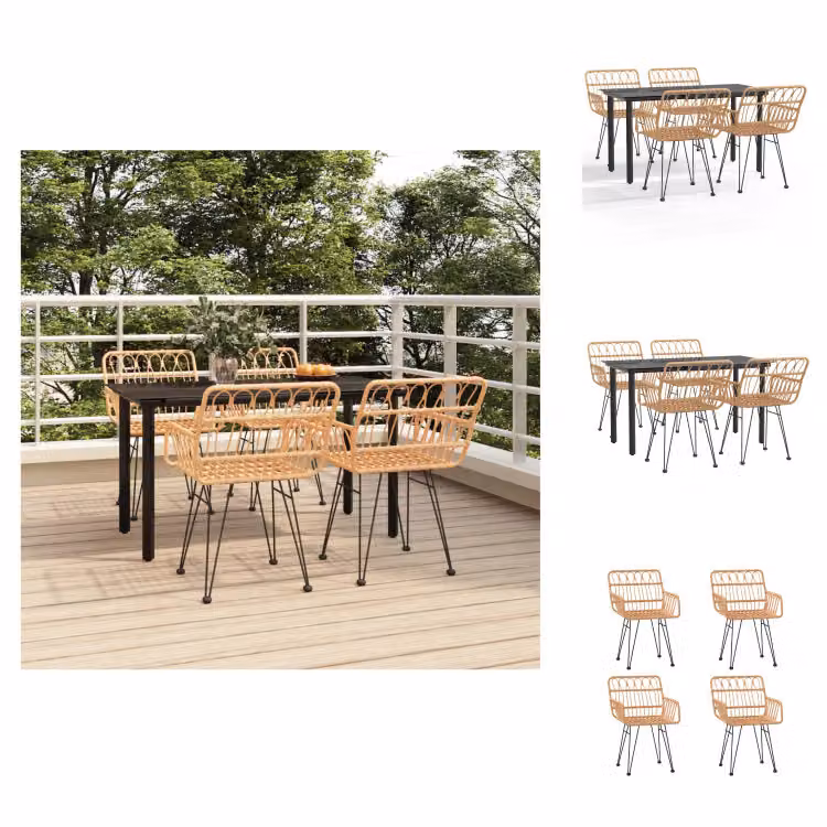 vidaXL Set da pranzo da giardino 5 pezzi in rattan - Set di mobili da giardino