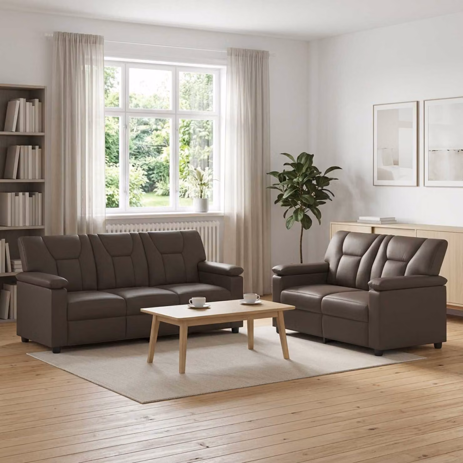 Set di 2 divani moderni vidaXL in similpelle grigia con struttura in metallo e coperture rimovibili per il tuo soggiorno