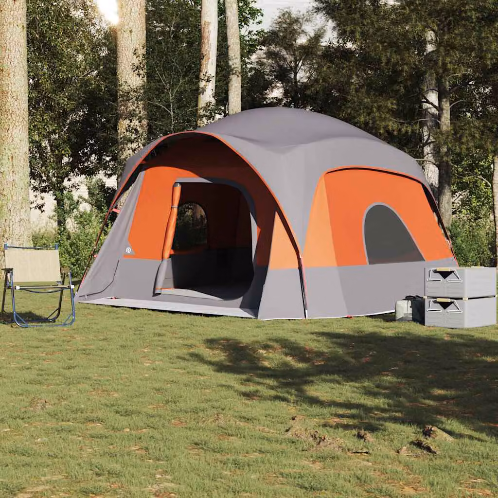 Tenda Familiare Cabina vidaXL per 6 Persone Impermeabile Grigia e Arancione